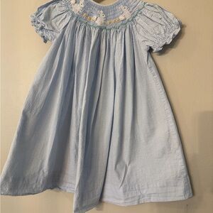 Blue Smocked Kids Dress